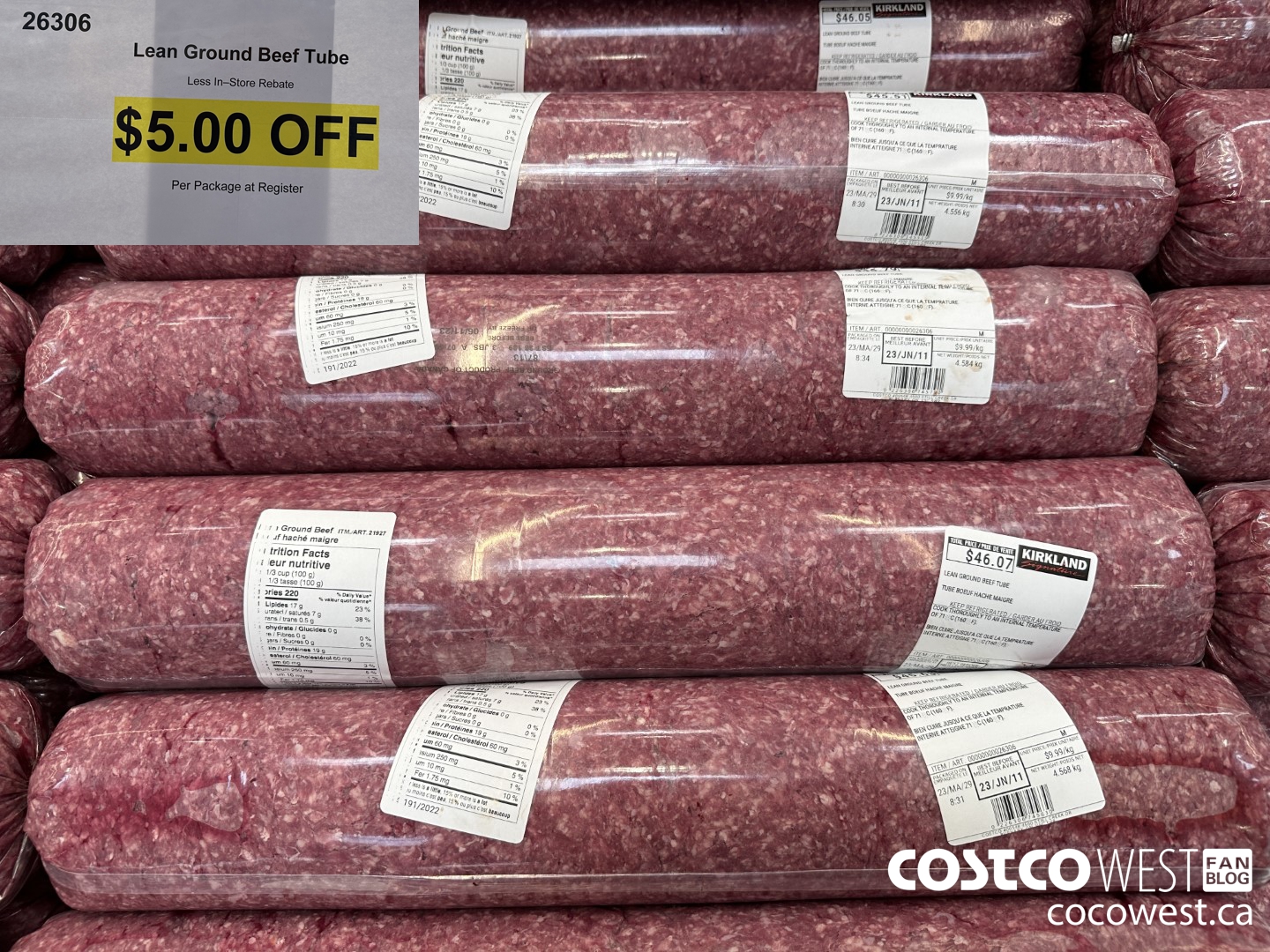 26306 Lean Ground Beef Tube ($5.00 INSTANT SAVINGS)
