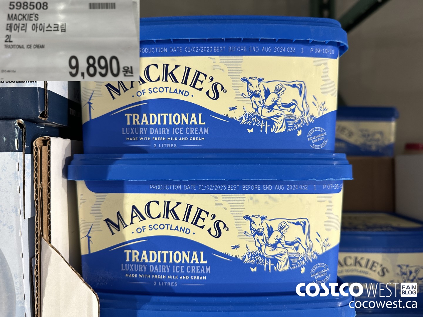 598508 MACKIE'S TRADITIONAL ICE CREAM 2L $9890.00