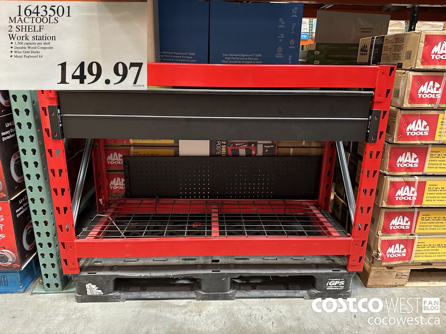 1643501 MACTOOLS 2 SHELF WORK STATION $149.97