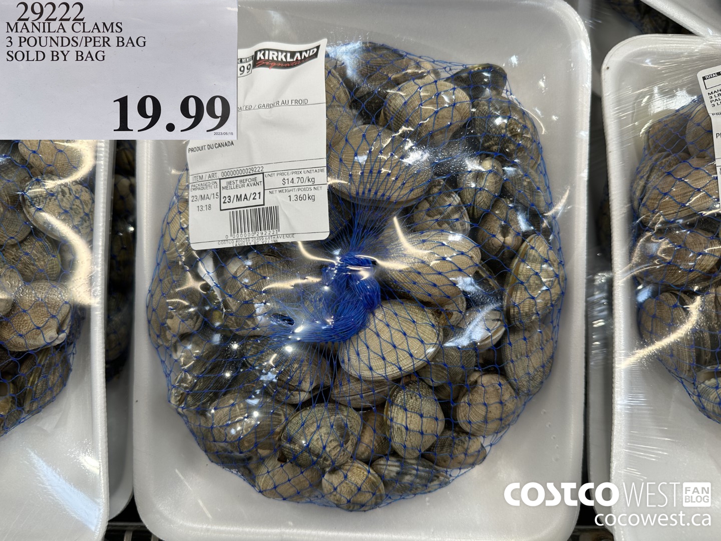 29222 MANILA CLAMS 3 POUNDS/PER BAG SOLD BY BAG $19.99