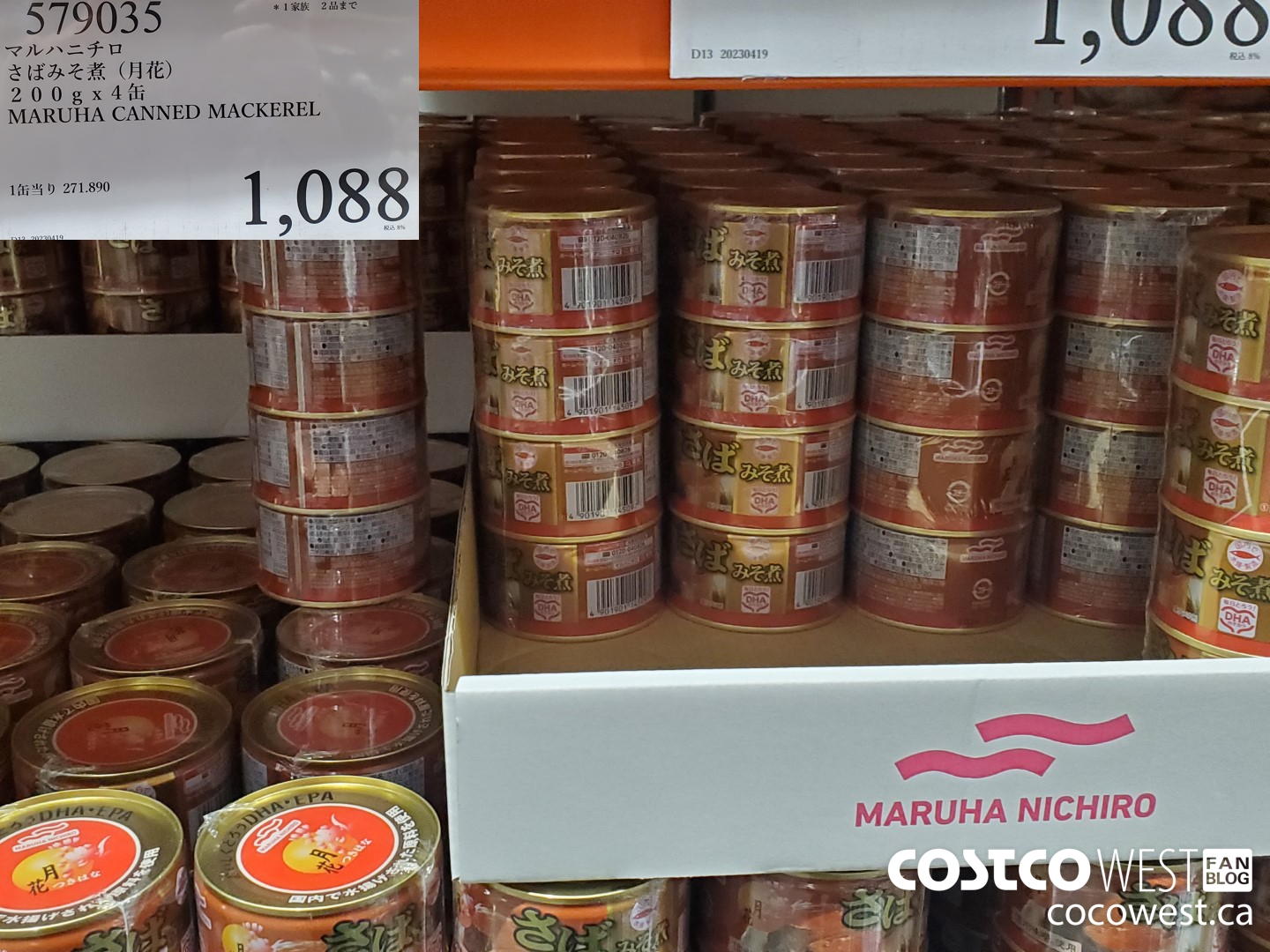 579035 MARUHA CANNED MACKEREL 200G X 4 $1088.00