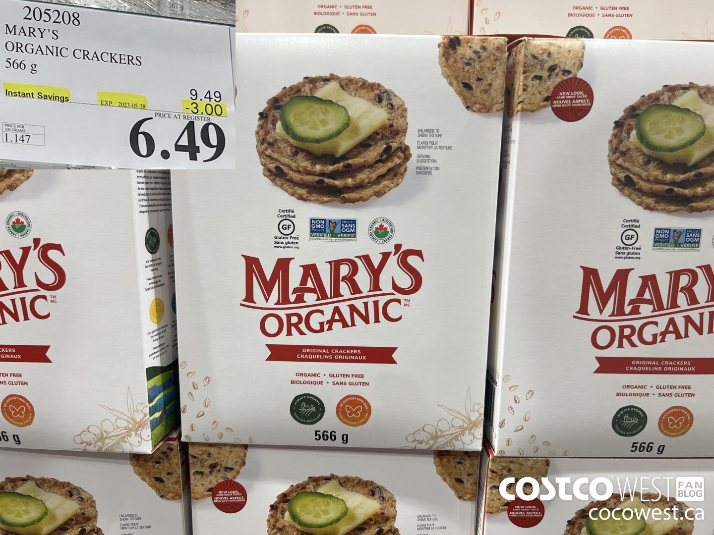 205208 MARY'S ORGANIC CRACKERS 566G ($3.00 INSTANT SAVINGS EXPIRES ON 2023-05-28) $6.49