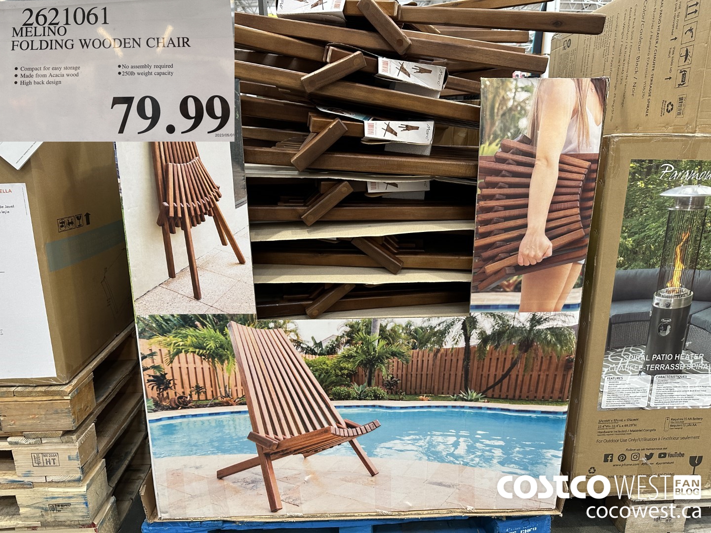 Costco Spring Seasonal Aisle 2023 Superpost Garden Camping BBQ   MELINO FOLDING WOODEN CHAIR 20230501 123053 