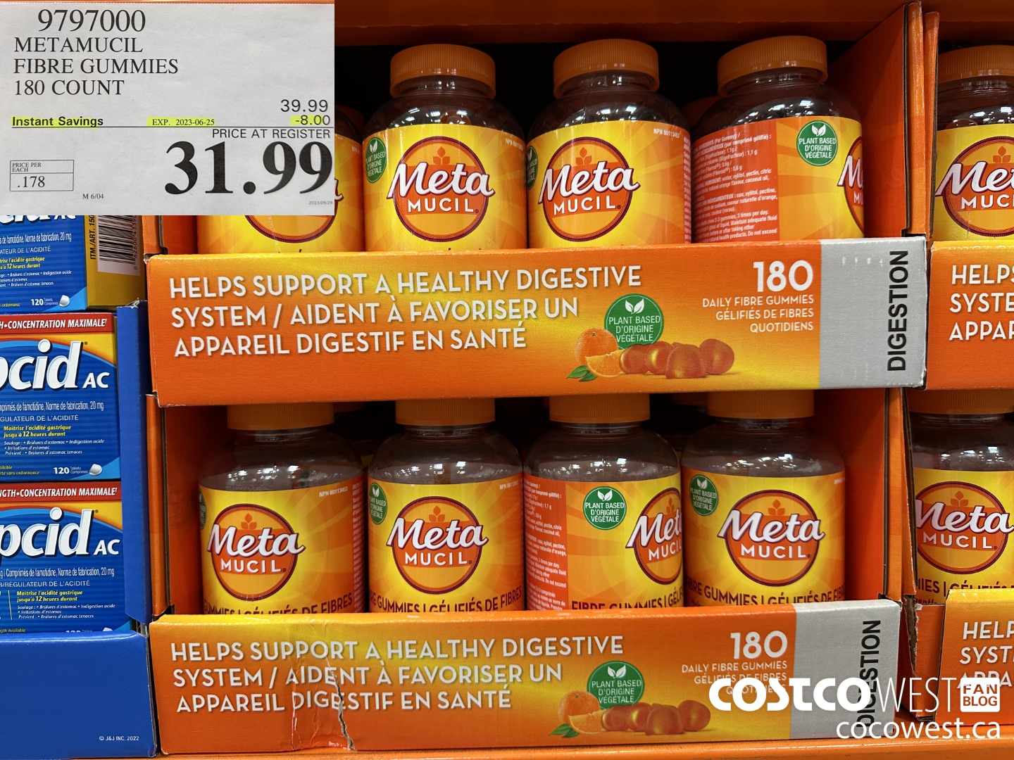 9797000 METAMUCIL FIBRE GUMMIES 180 COUNT ($8.00 INSTANT SAVINGS EXPIRES ON 2023-06-25) $31.99