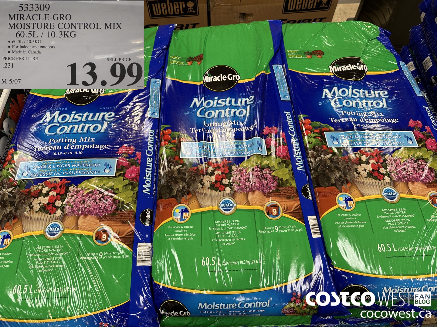 533309 MIRACLE-GRO MOISTURE CONTROL MIX 60.5L / 10.3KG $13.99