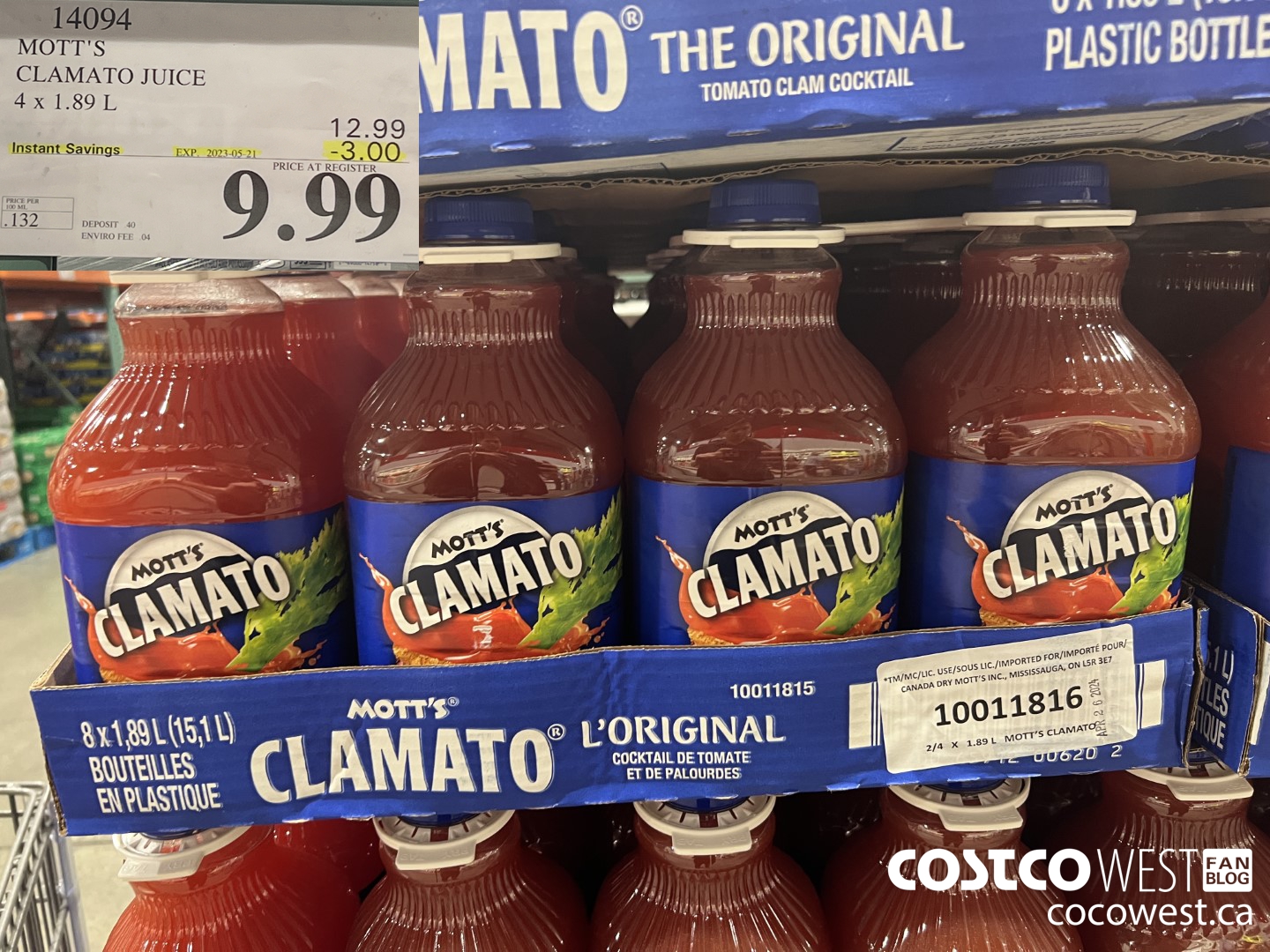 14094 MOTTS CLAMATO JUICE 4 X 1.89 L ($3.00 INSTANT SAVINGS EXPIRES ON 2023-05-21) $9.99