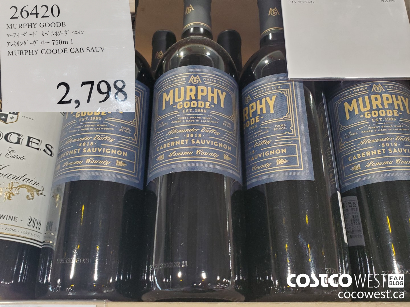 26420 MURPHY GOODE CAB SAUV 750ML $2798.00
