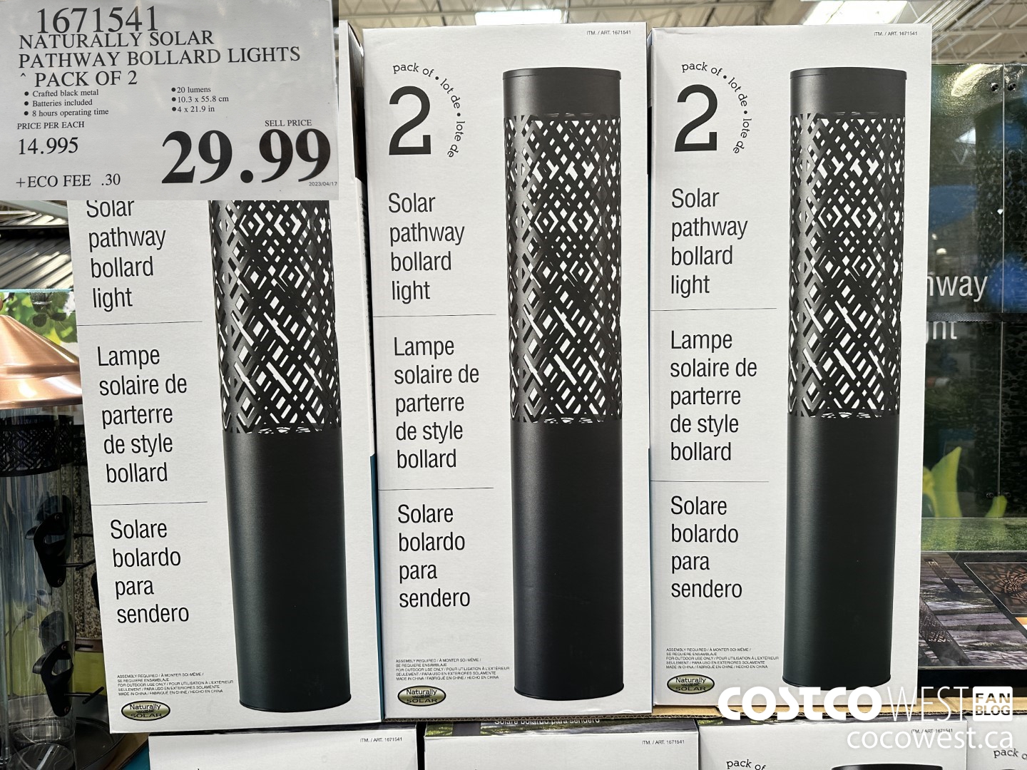 1671541 NATURALLY SOLAR PATHWAY BOLLARD LIGHTS PACK OF 2 $29.99