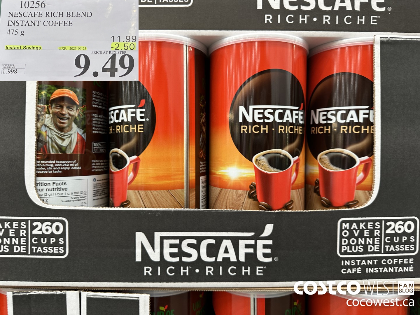 10256 NESCAFE RICH BLEND INSTANT COFFEE 475G ($2.50 INSTANT SAVINGS EXPIRES ON 2023-06-25) $9.49