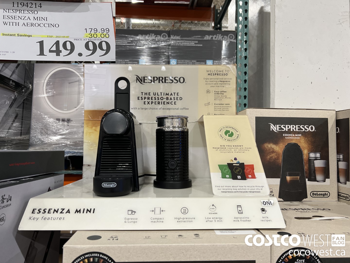 1194214 NESPRESSO ESSENZA MINI WITH AEROCCINO ($30.00 INSTANT SAVINGS EXPIRES ON 2023-05-07) $149.99