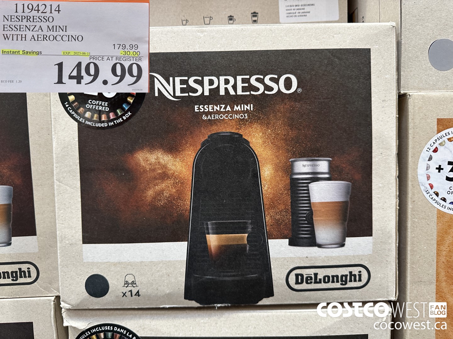 1194214 NESPRESSO ESSENZA MINI WITH AEROCCINO ($30.00 INSTANT SAVINGS EXPIRES ON 2023-06-11) $149.99