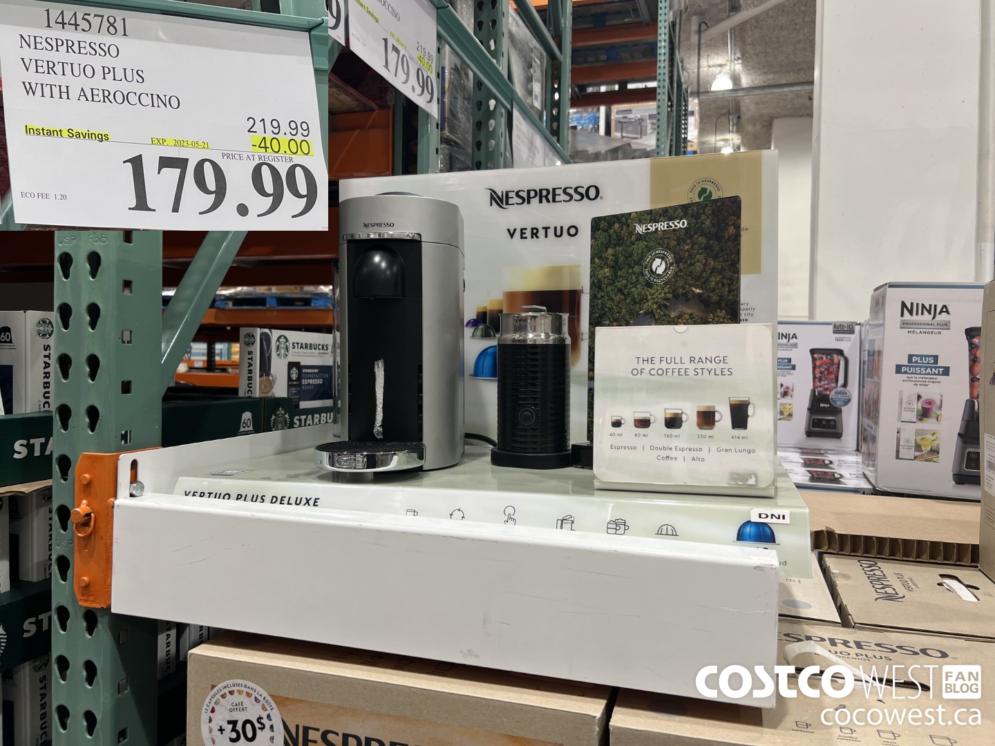 1445781 NESPRESSO VERTUO PLUS WITH AEROCCINO ($40.00 INSTANT SAVINGS EXPIRES ON 2023-05-21) $179.99