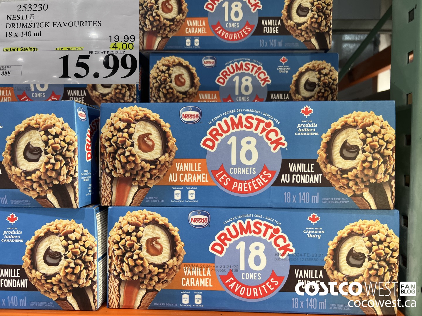 253230 NESTLE DRUMSTICK VARIETY PACK 18 x 140 ml ($4.00 INSTANT SAVINGS EXPIRES ON 2023-06-04) $15.99