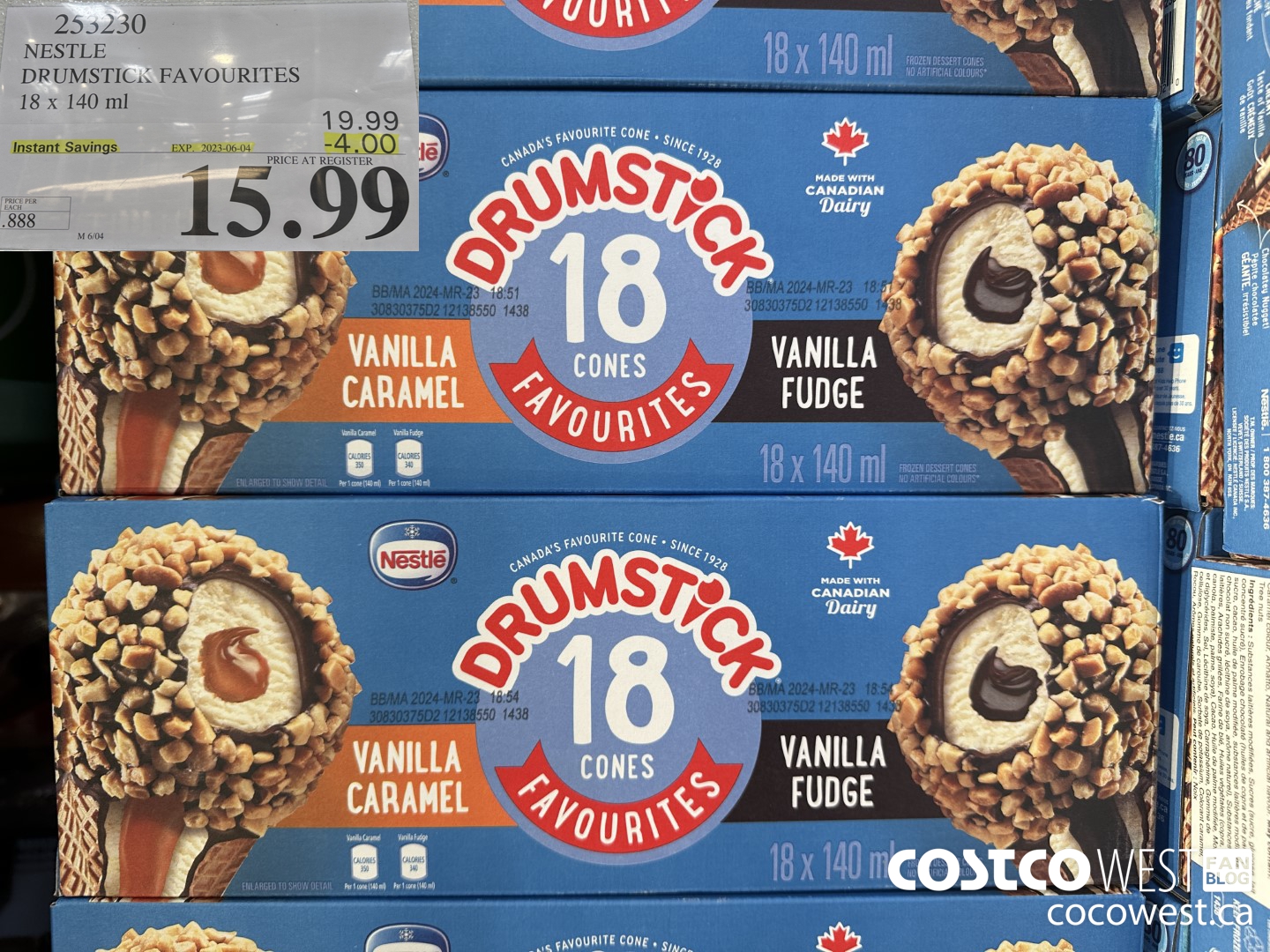 253230 NESTLE DRUMSTICK VARIETY PACK 18 x 140 ml ($4.00 INSTANT SAVINGS EXPIRES ON 2023-06-04) $15.99