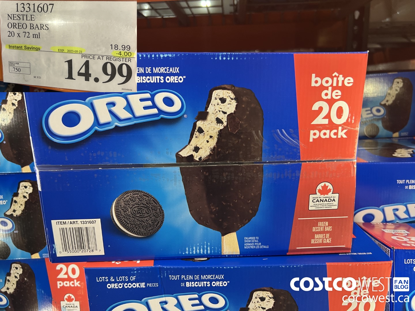 1331607 NESTLE OREO BARS 20 x 72 ml ($4.00 INSTANT SAVINGS EXPIRES ON 2023-05-21) $14.99