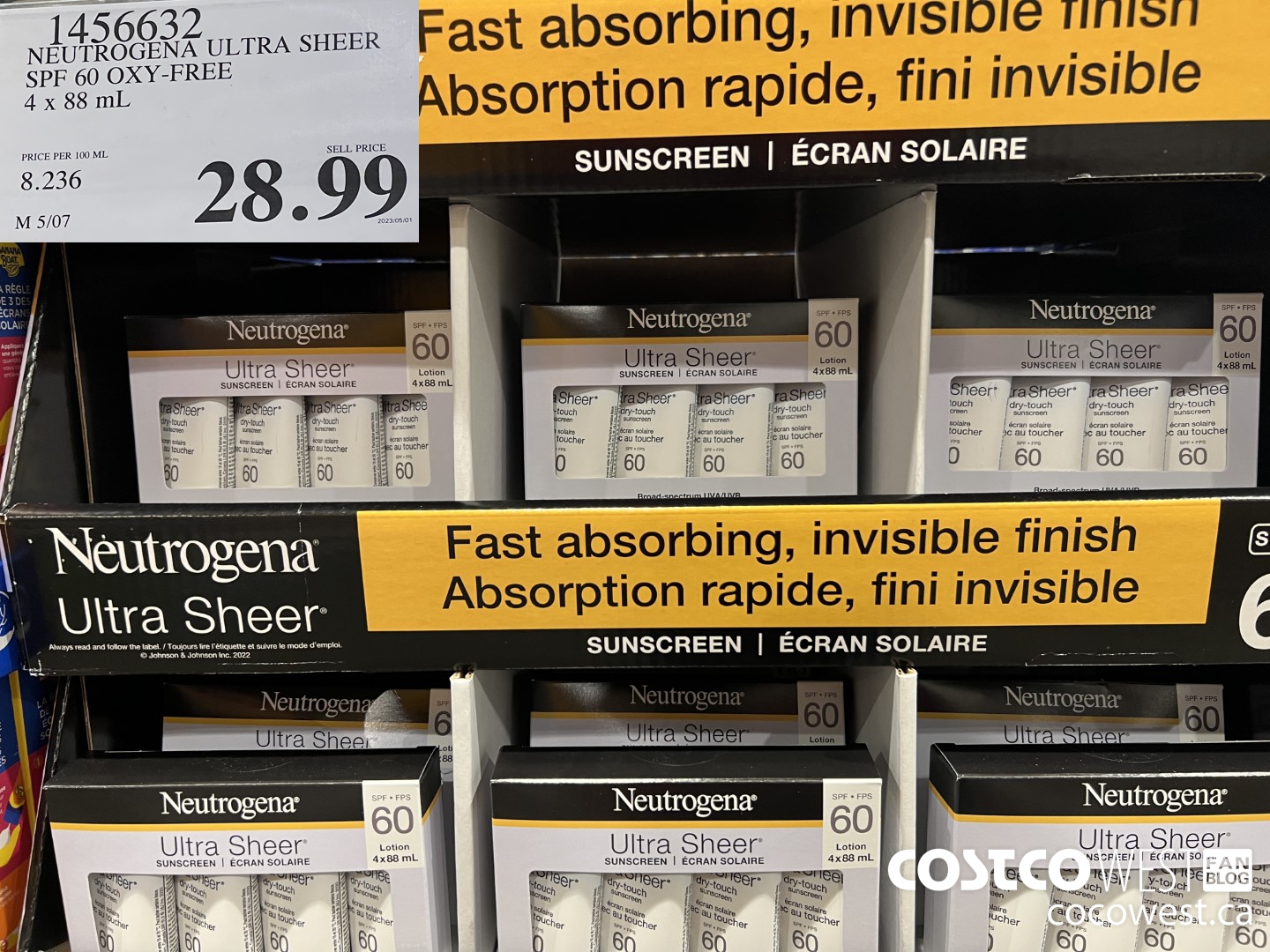 1456632 NEUTROGENA ULTRA SHEER SPF 60 OXY-FREE 4 x 88 mL $28.99