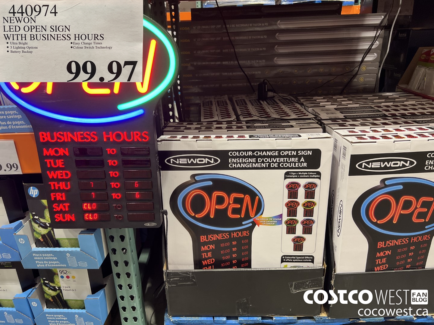 440974 NEWON LED OPEN SIGN WITH BUSINESS HOURS $99.97