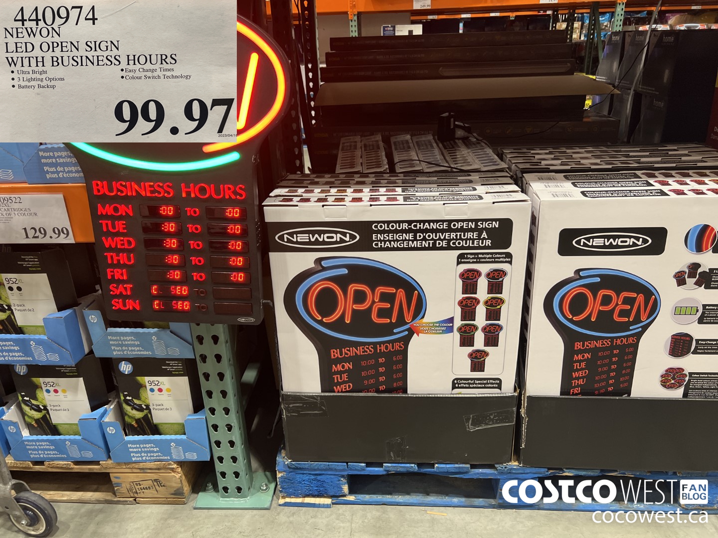 440974 NEWON LED OPEN SIGN WITH BUSINESS HOURS $99.97