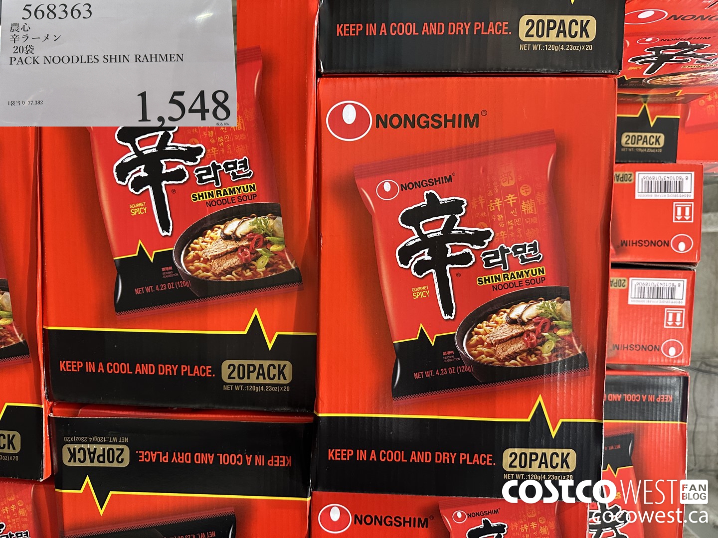 568363 NOODLES SHIN RAHMEN 20 PACK $1548.00