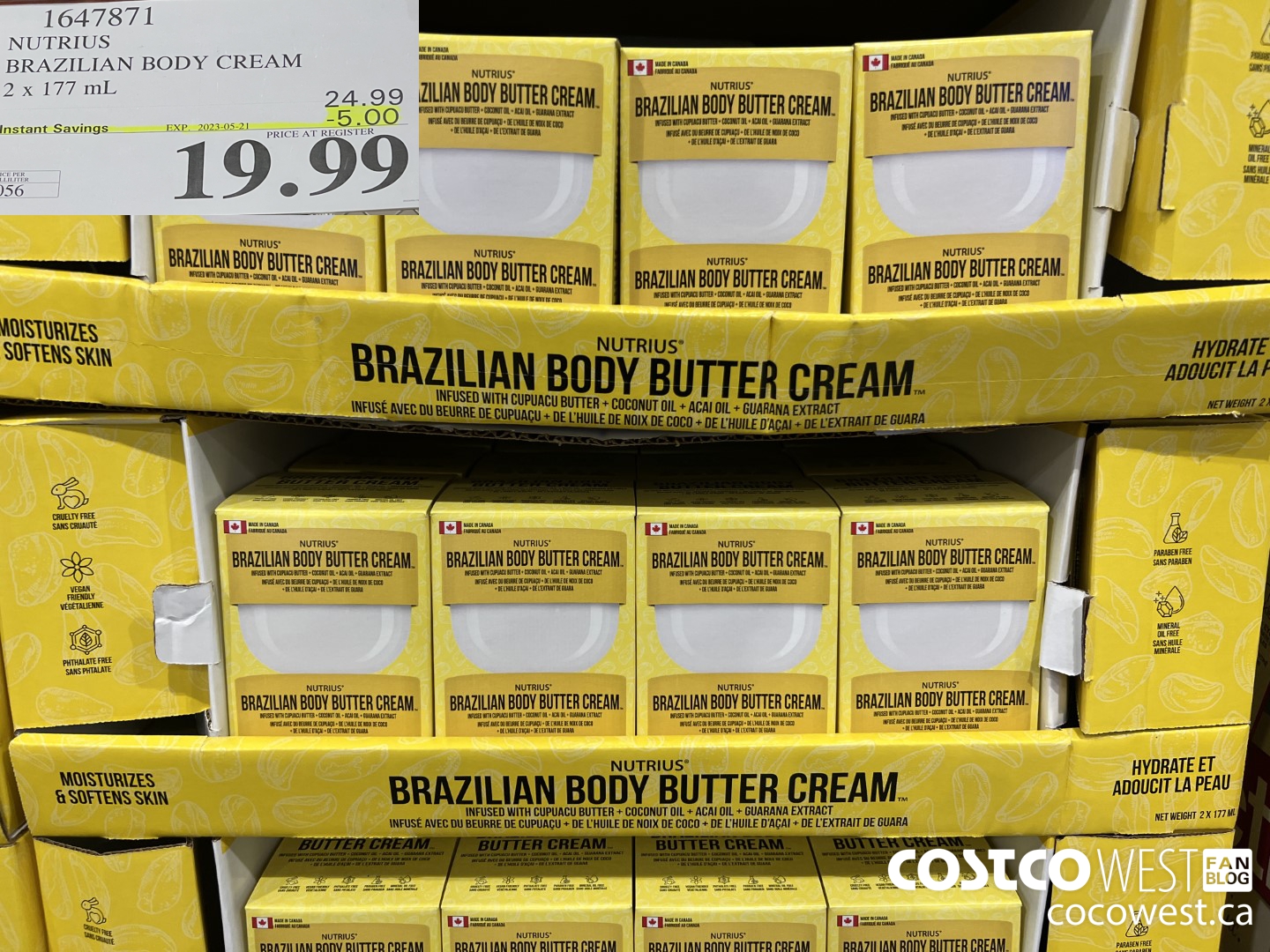 1647871 NUTRIUS BRAZILIAN BODY CREAM 2 X 177 ML ($5.00 INSTANT SAVINGS EXPIRES ON 2023-05-21) $19.99