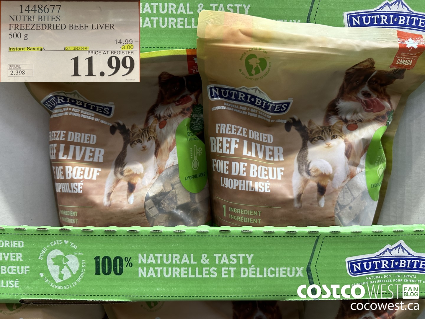 1448677 NUTRI BITES FREEZEDRIED BEEF LIVER 500 g ($3.00 INSTANT SAVINGS EXPIRES ON 2023-06-04) $11.99
