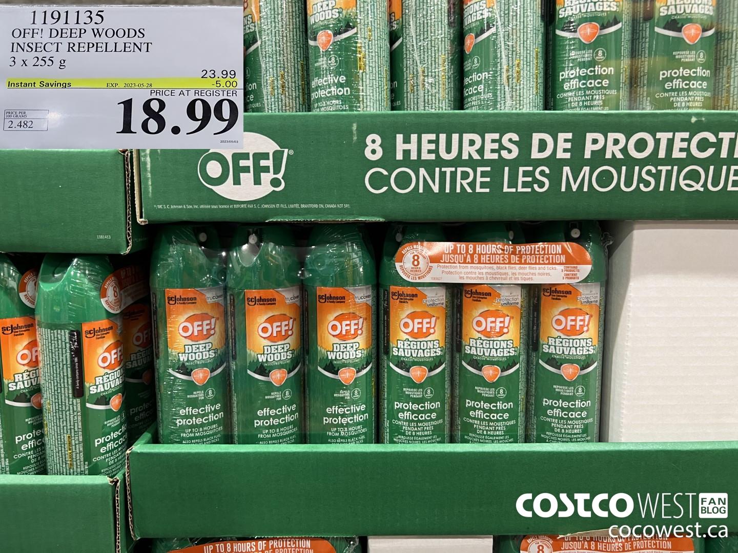 1191135 OFF! DEEP WOODS INSECT REPELLENT 3 x 255 g ($5.00 INSTANT SAVINGS EXPIRES ON 2023-05-28) $18.99