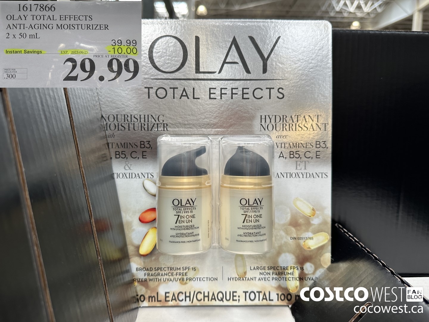 1617866 OLAY TOTAL EFFECTS ANTI-AGING MOISTURIZER 2 X 50 ML ($10.00 INSTANT SAVINGS EXPIRES ON 2023-06-25) $29.99