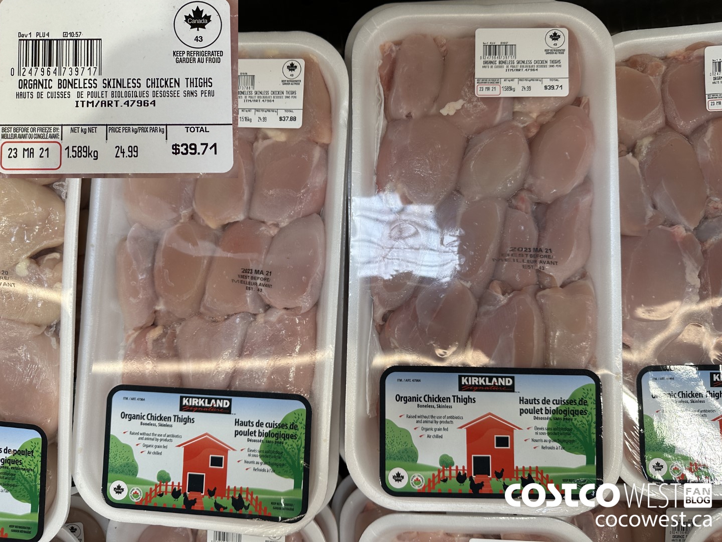 47964 ORGANIC BONELESS SKINLESS CHICKEN THIGHS $24.99