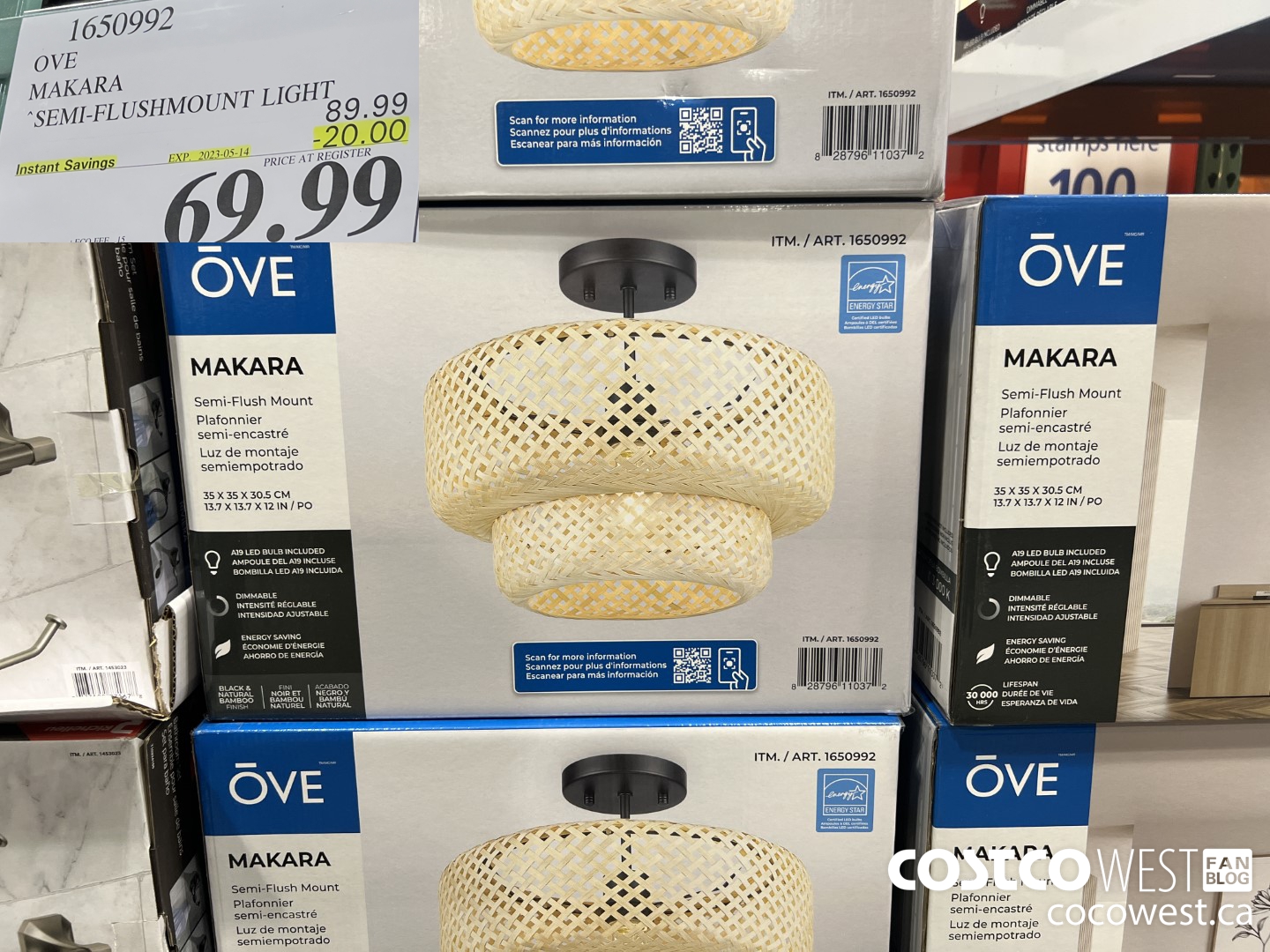 1650992 OVE MAKARA SEMI-FLUSHMOUNT LIGHT ($20.00 INSTANT SAVINGS EXPIRES ON 2023-05-14) $69.99