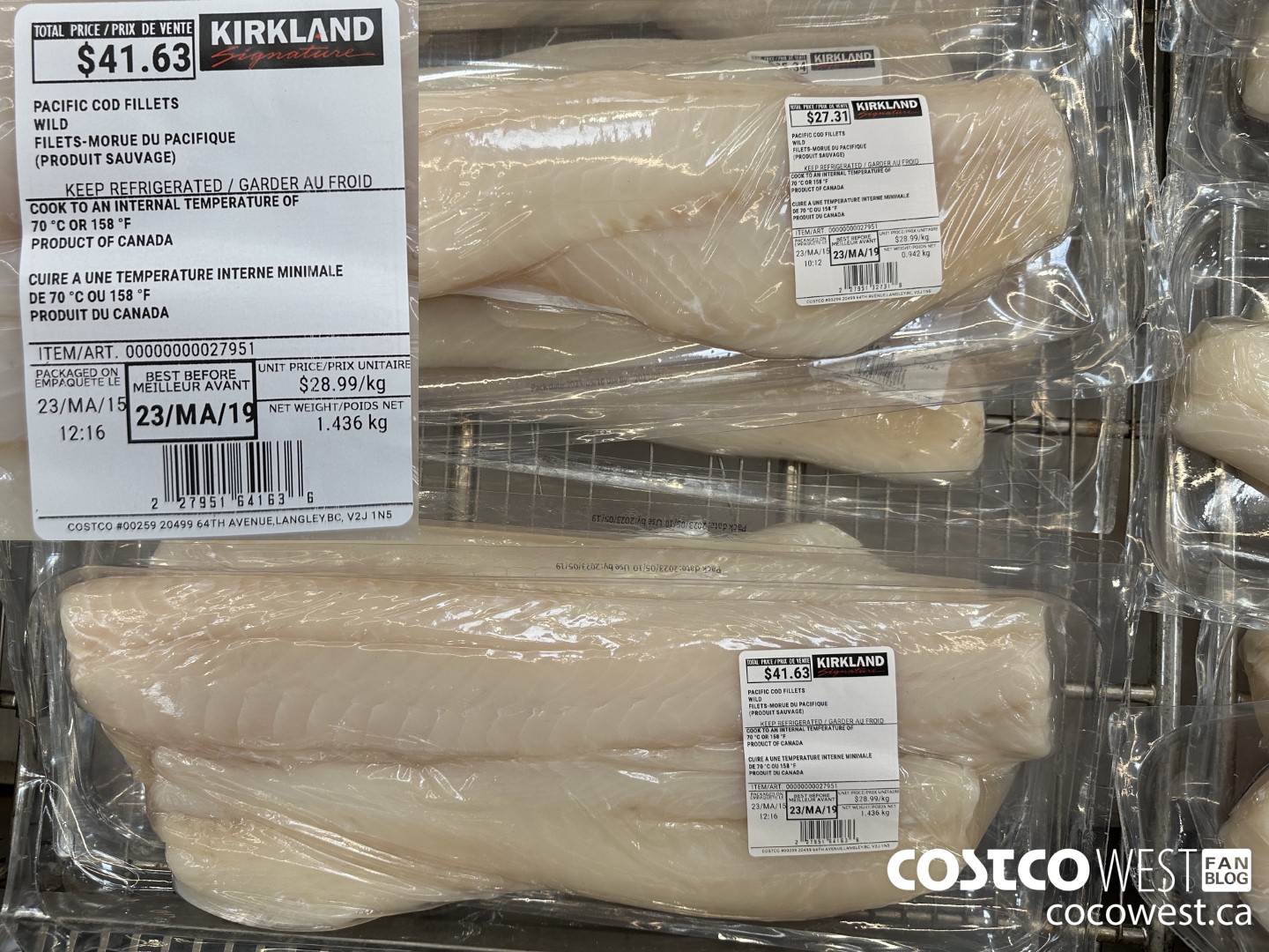 27951 PACIFIC COD FILLETS WILD $28.99