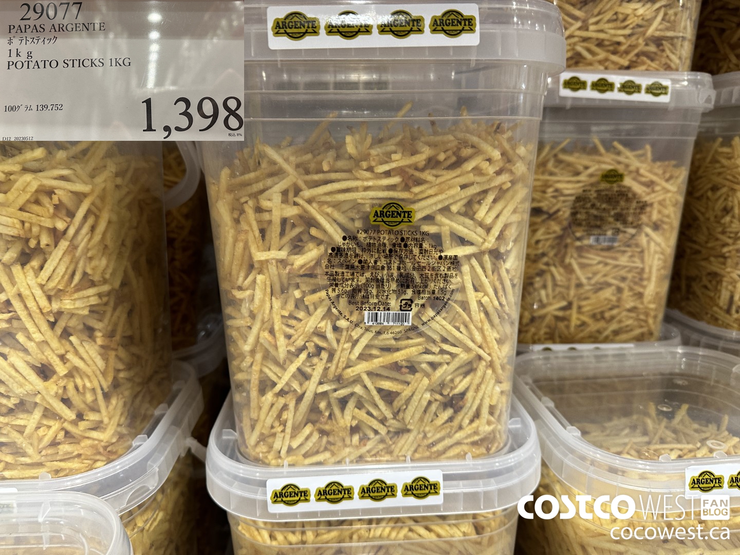 29077 PAPAS ARGENTE POTATO STICKS 1KG $1398.00