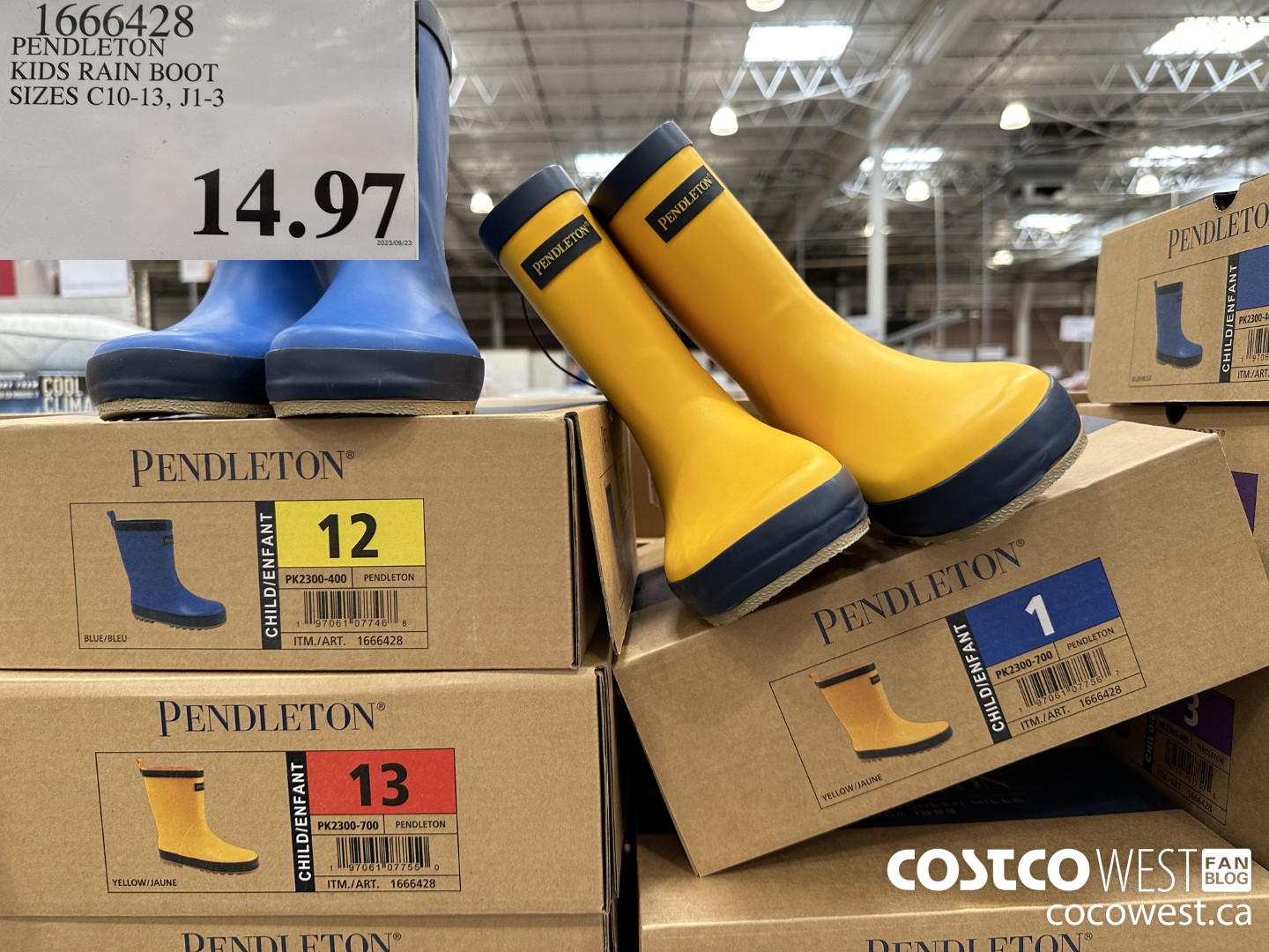 1666428 PENDLETON KIDS RAIN BOOTS SIZES C10-13, J1-3 $14.97
