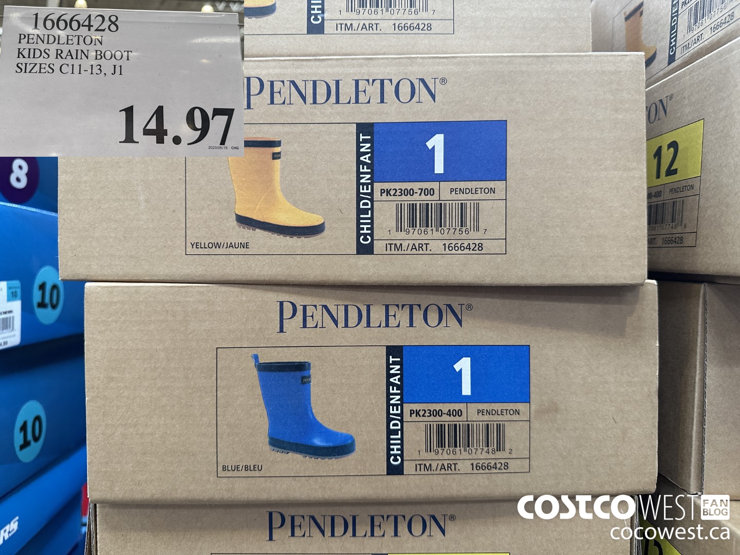 1666428 PENDLETON KIDS RAIN BOOTS SIZES C10-13, J1-3 $14.97
