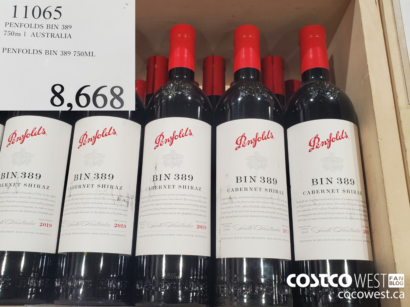 11065 PENFOLDS BIN 389 750ML AUSTRALIA $8668.00