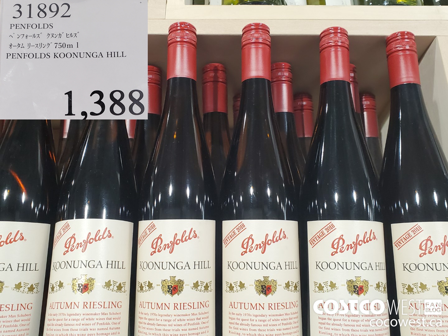 31892 PENFOLDS KOONUNGA HILL 750ML $1388.00
