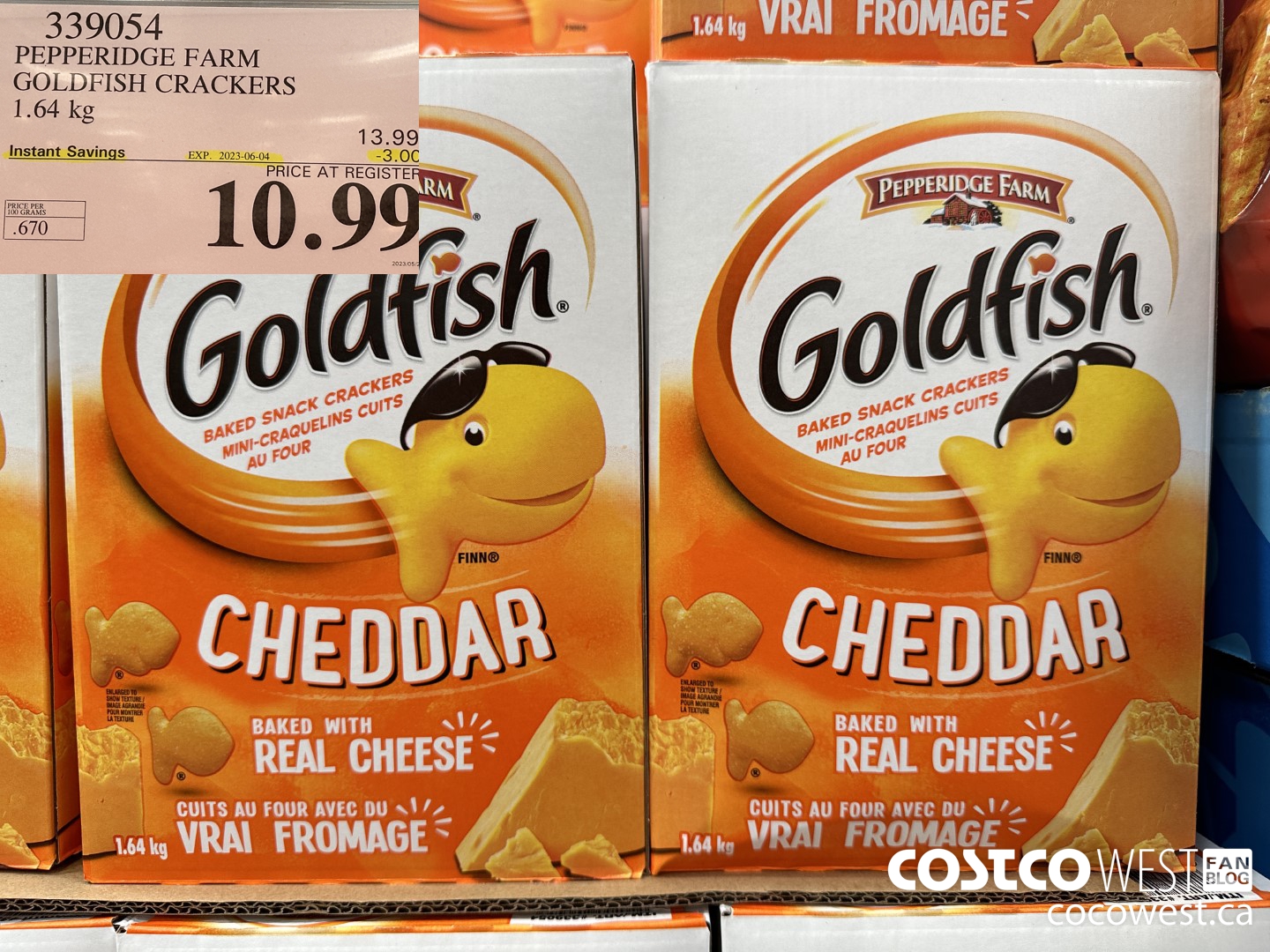 339054 PEPPERIDGE FARM GOLDFISH CRACKERS 1.64 kg ($3.00 INSTANT SAVINGS EXPIRES ON 2023-06-04) $10.99