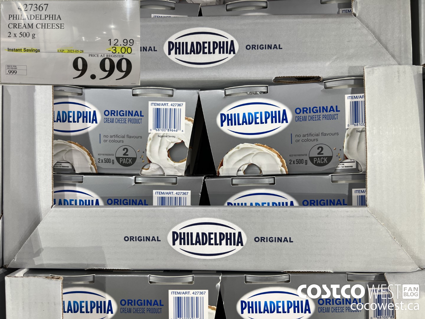 427367 PHILADELPHIA CREAM CHEESE 2 x 500 g ($3.00 INSTANT SAVINGS EXPIRES ON 2023-05-28) $9.99