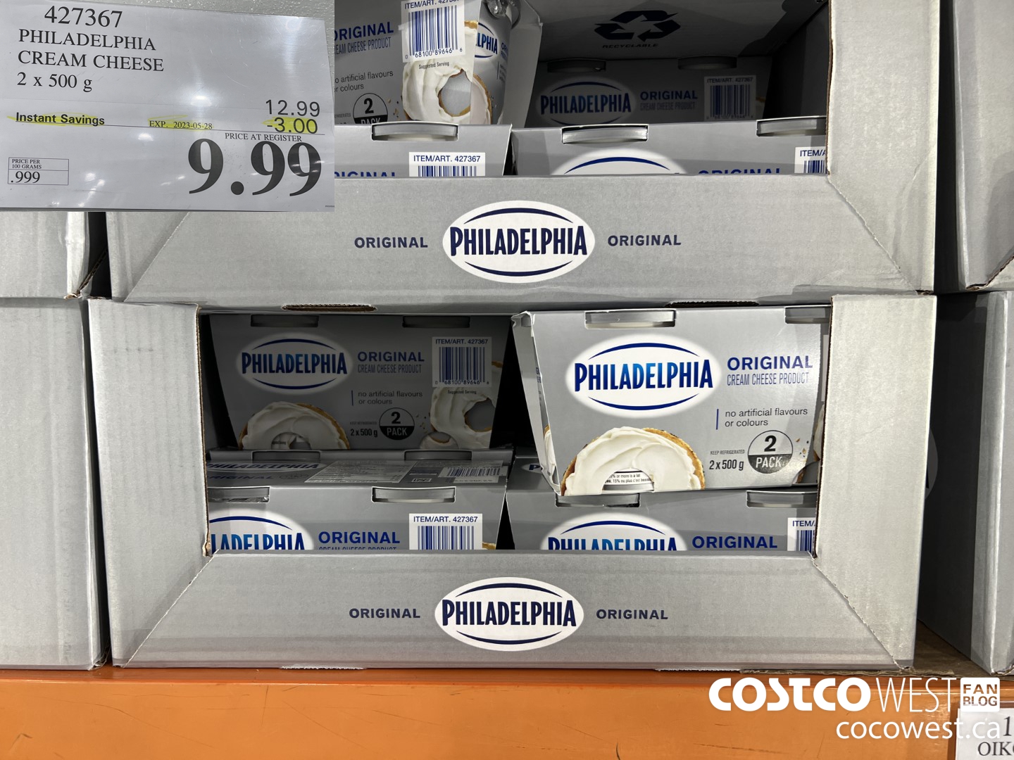 427367 PHILADELPHIA CREAM CHEESE 2 x 500 g ($3.00 INSTANT SAVINGS EXPIRES ON 2023-05-28) $9.99