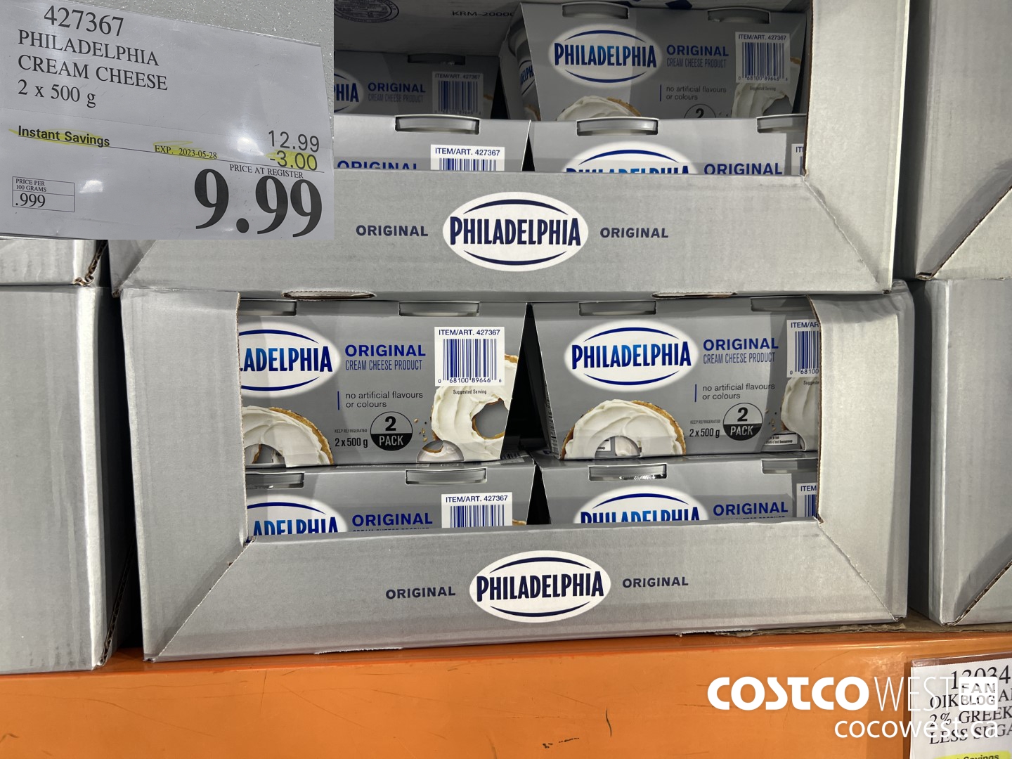 427367 PHILADELPHIA CREAM CHEESE 2 x 500 g ($3.00 INSTANT SAVINGS EXPIRES ON 2023-05-28) $9.99