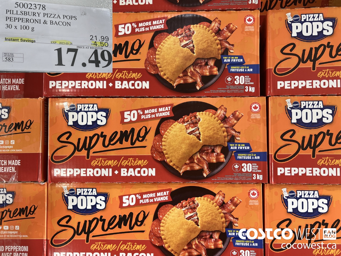 5002378 PILLSBURY PIZZA POPS PEPPERONI & BACON 30 x 100 g ($4.50 INSTANT SAVINGS EXPIRES ON 2023-05-28) $17.49