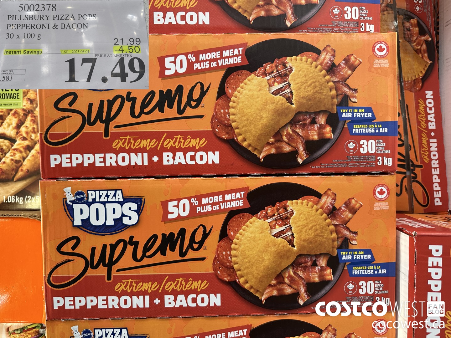 5002378 PILLSBURY PIZZA POPS PEPPERONI & BACON 30 x 100 g ($4.50 INSTANT SAVINGS EXPIRES ON 2023-06-04) $17.49