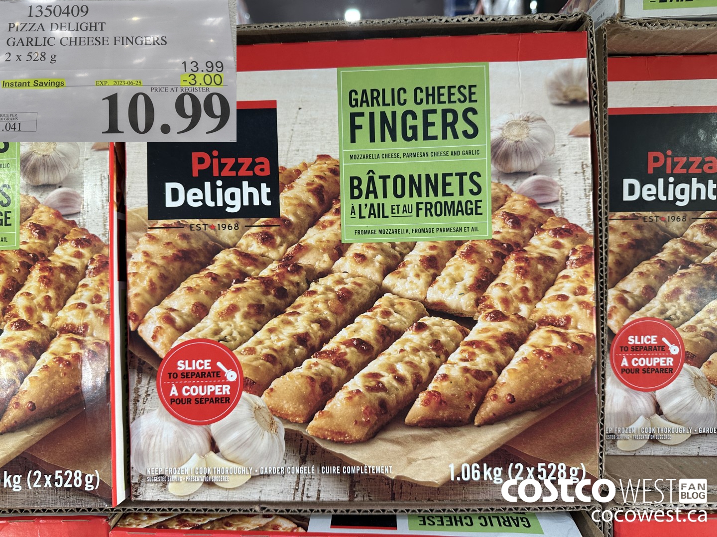 1350409 PIZZA DELIGHT GARLIC CHEESE FINGERS 2 x 528 g ($3.00 INSTANT SAVINGS EXPIRES ON 2023-06-25) $10.99