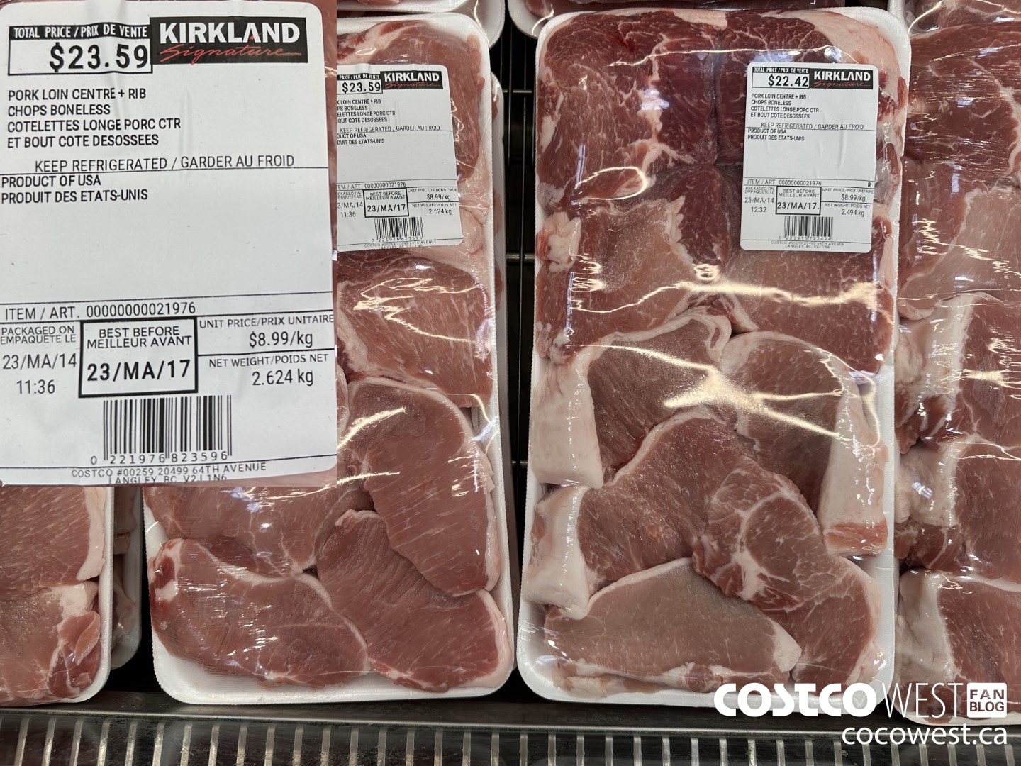 21976 PORK LOIN CENTRE + RIB CHOPS BONELESS $8.99