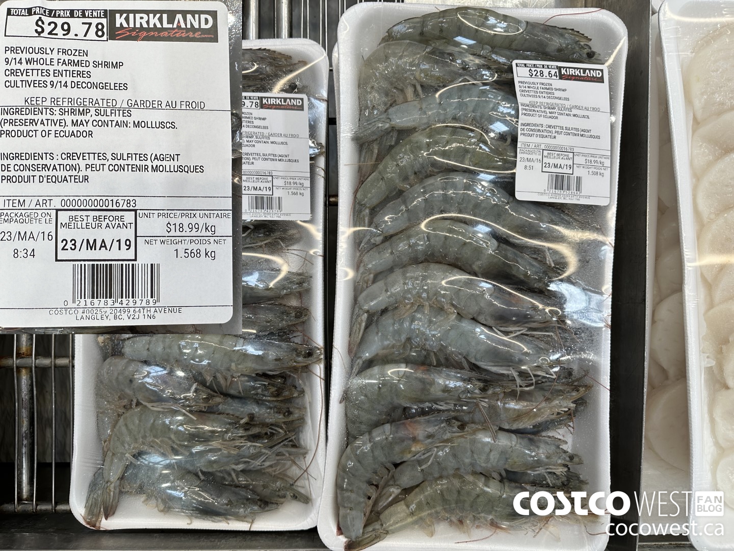 16783 PREVIOUSLY FROZEN 9/14 WHOLE FARMED SHRIMP $18.99