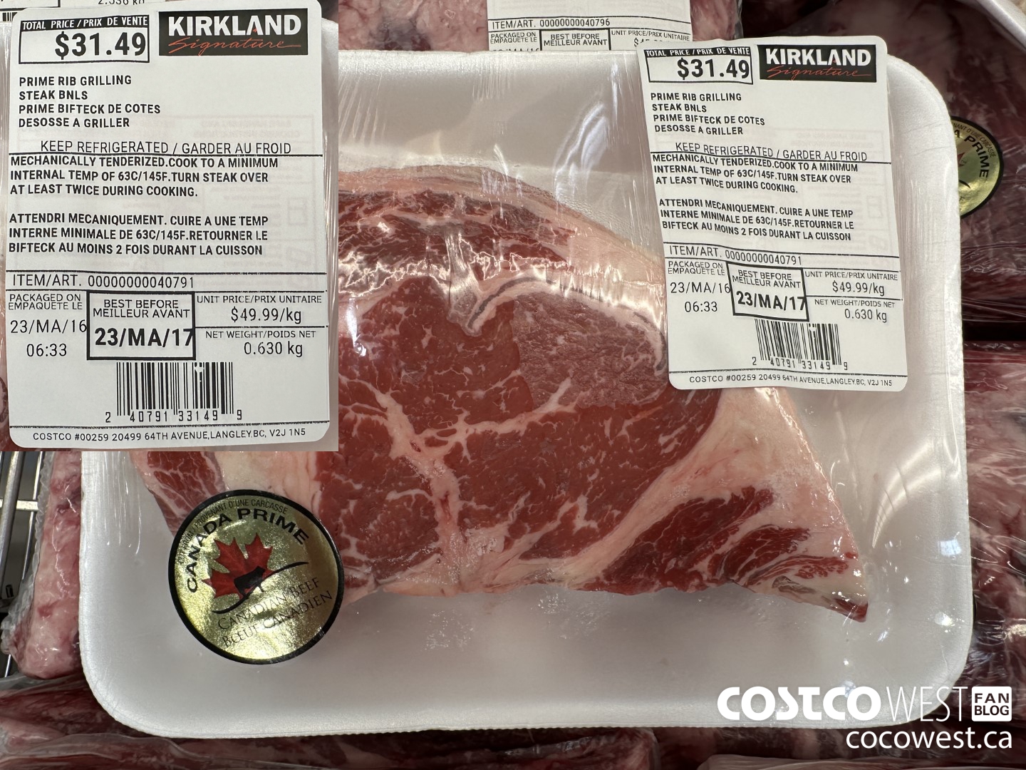 40791 PRIME RIB GRILLING STEAK BNLS $49.99