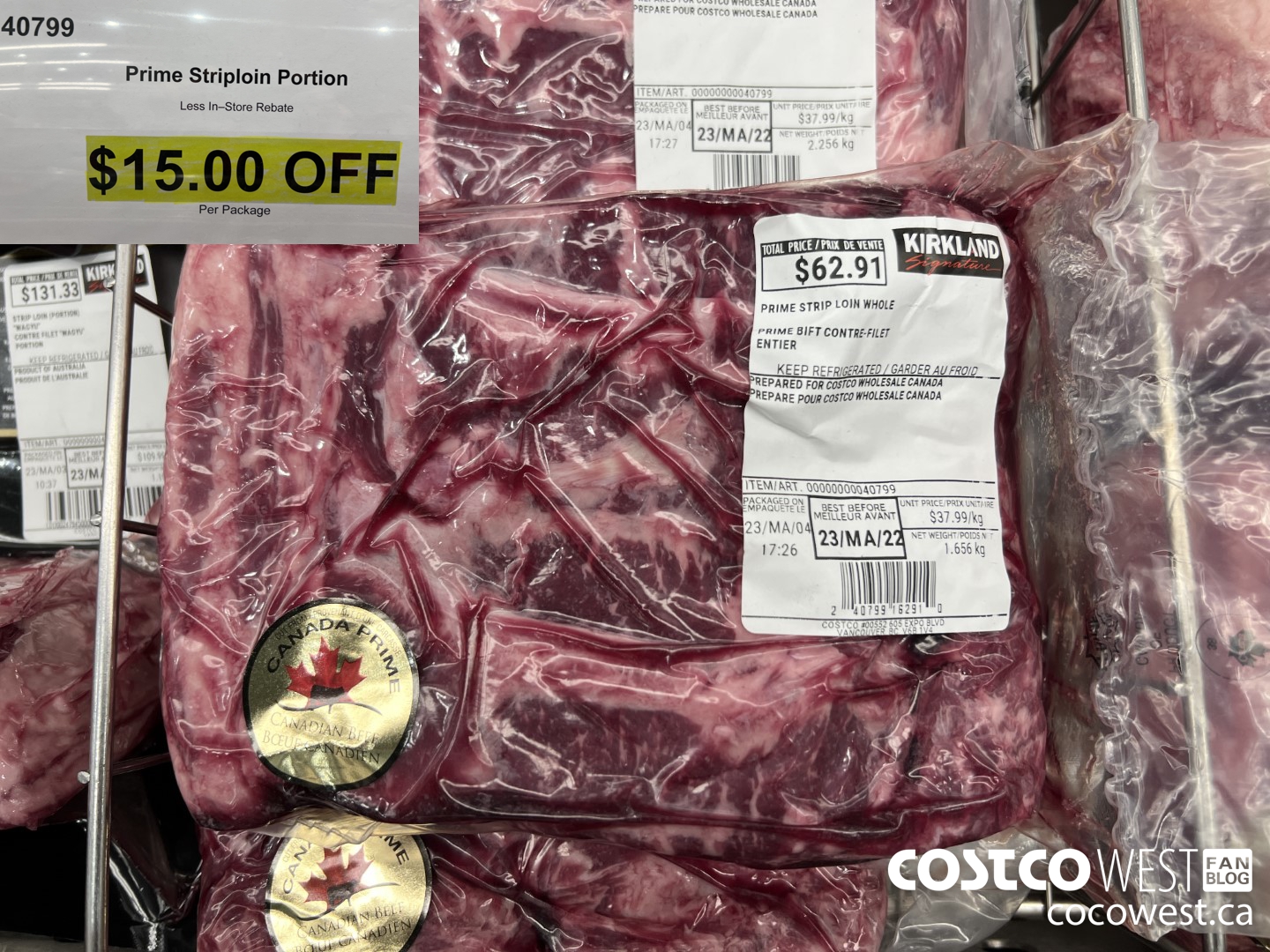40799 PRIME STRIPLOIN PORTION ($15.00 INSTANT SAVINGS)