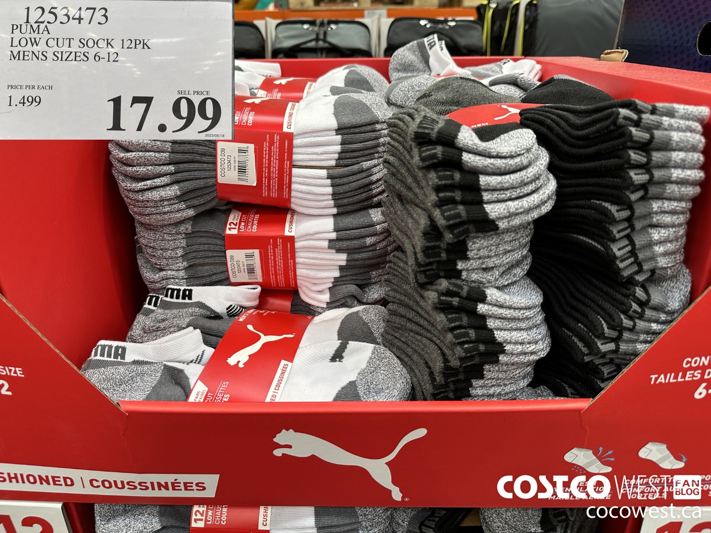 1253473 PUMA LOW CUT SOCKS 12PK MENS SIZES 6-12 $17.99