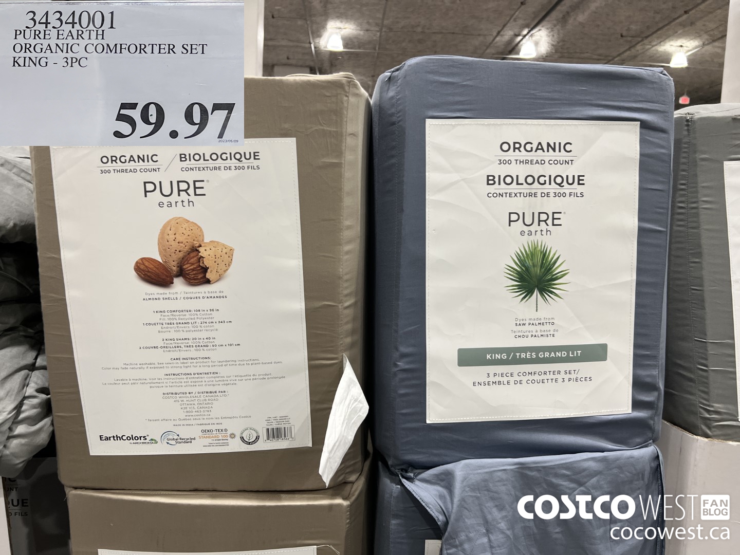 3434001 PURE EARTH COMFORTER SET KING 3PC $59.97