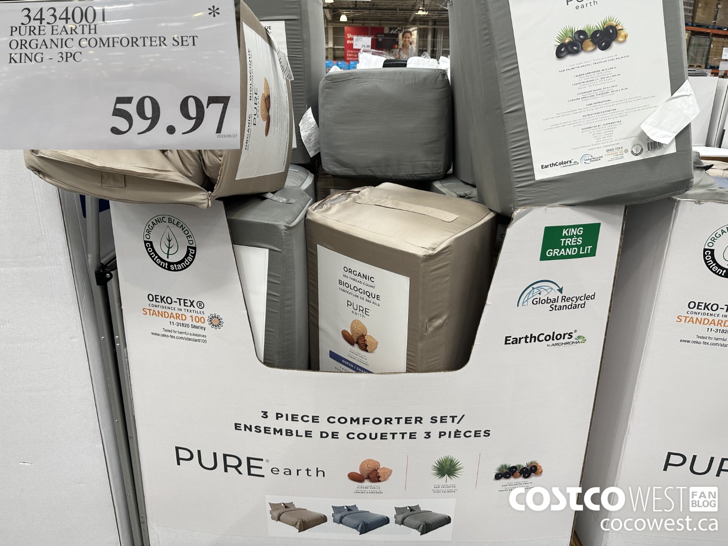 3434001 PURE EARTH COMFORTER SET KING 3PC $59.97