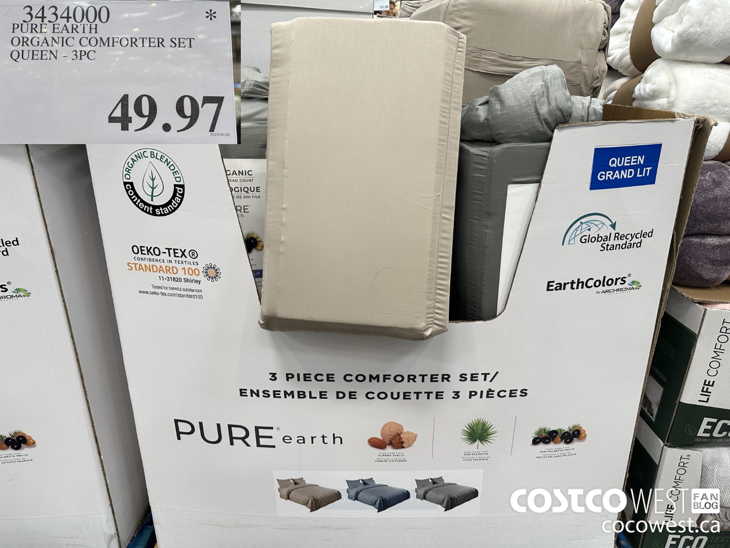 3434000 PURE EARTH COMFORTER SET QUEEN 3PC $49.97
